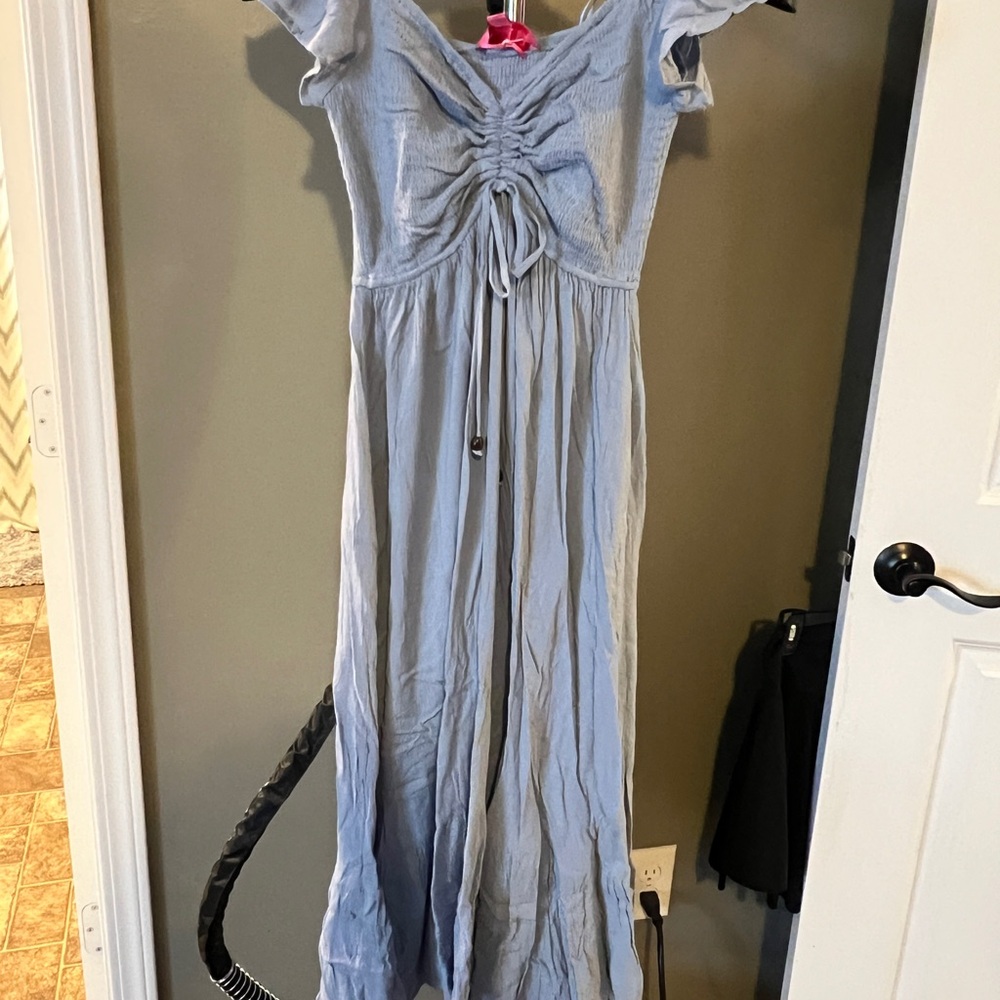 Elegant Blue Maternity Dress - Picture 5 of 6